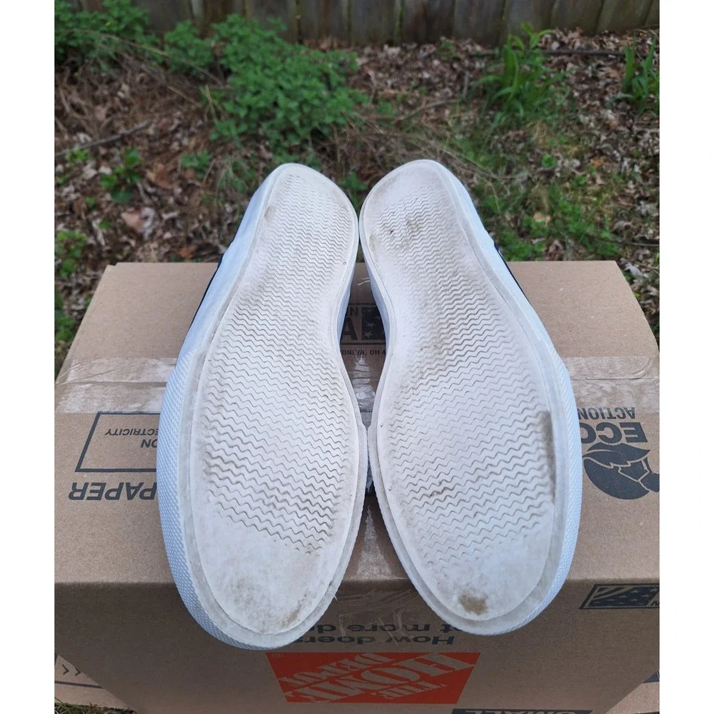 Sperry x Brooks Brothers Crest White Navy Canvas Slip On size 11.5